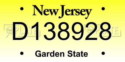 D138928 New Jersey License Plate