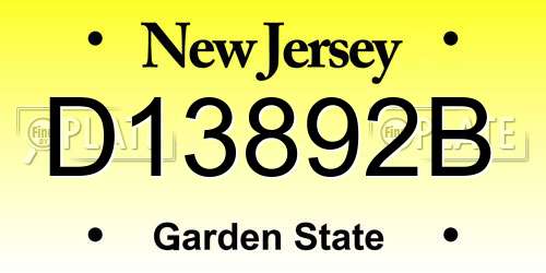 D13892B New Jersey License Plate