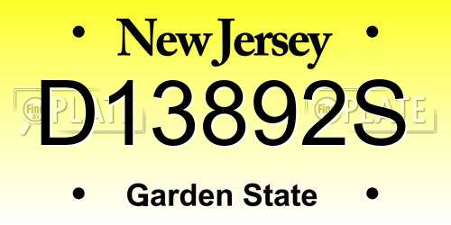 D13892S New Jersey License Plate