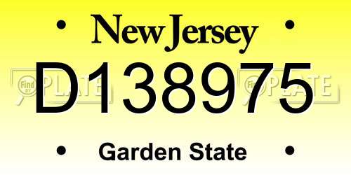 D138975 New Jersey License Plate