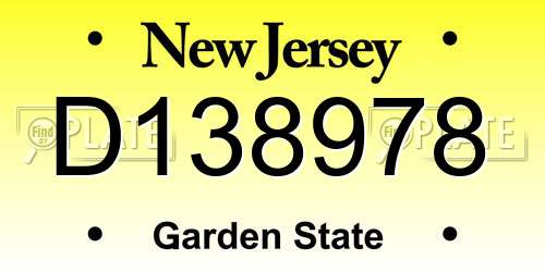 D138978 New Jersey License Plate
