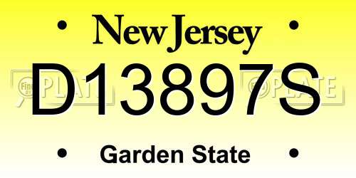 D13897S New Jersey License Plate