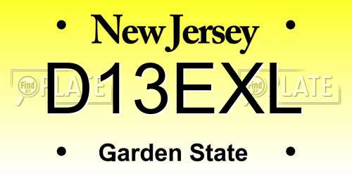 D13EXL New Jersey License Plate