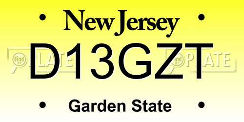 D13GZT New Jersey License Plate