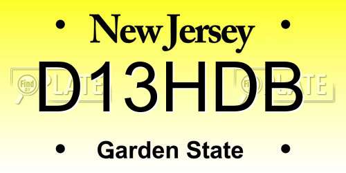 D13HDB New Jersey License Plate