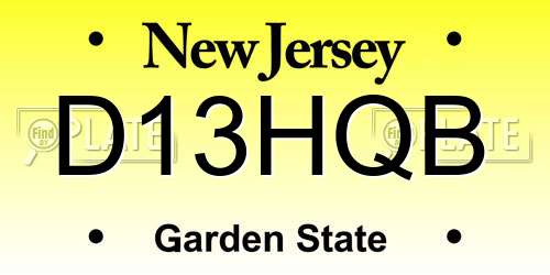 D13HQB New Jersey License Plate