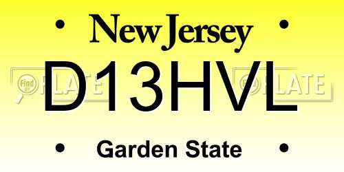 D13HVL New Jersey License Plate
