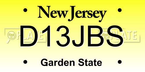 D13JBS New Jersey License Plate