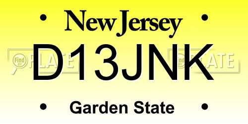 D13JNK New Jersey License Plate