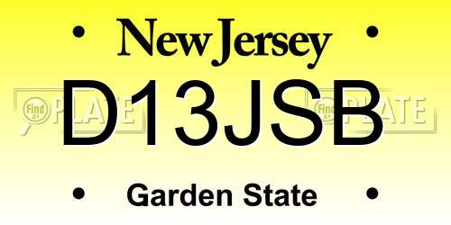D13JSB New Jersey License Plate