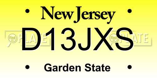 D13JXS New Jersey License Plate