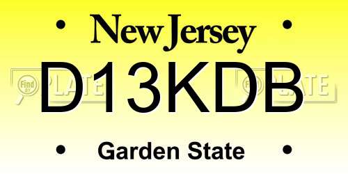 D13KDB New Jersey License Plate