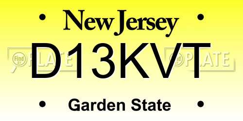 D13KVT New Jersey License Plate