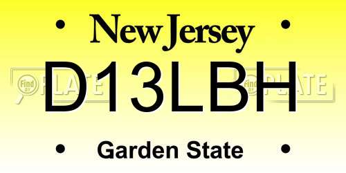 D13LBH New Jersey License Plate