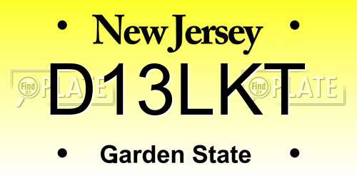 D13LKT New Jersey License Plate