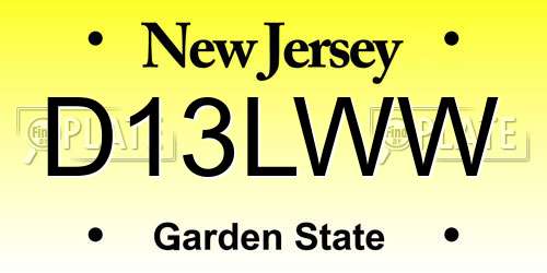 D13LWW New Jersey License Plate