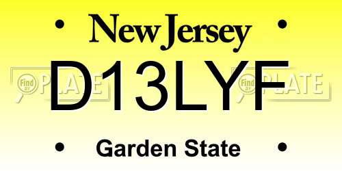 D13LYF New Jersey License Plate
