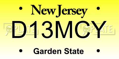 D13MCY New Jersey License Plate