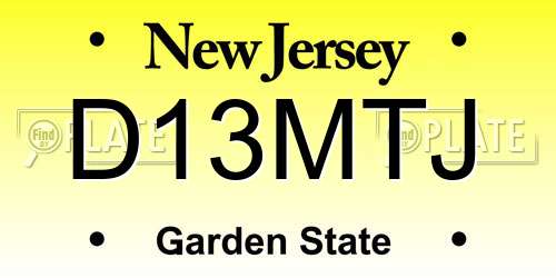 D13MTJ New Jersey License Plate
