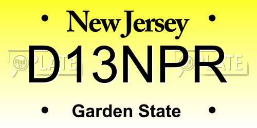 D13NPR New Jersey License Plate