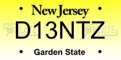 D13NTZ New Jersey License Plate