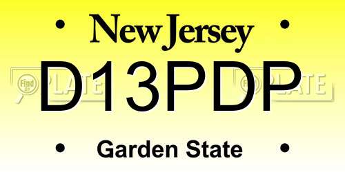 D13PDP New Jersey License Plate