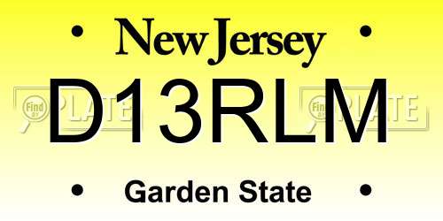 D13RLM New Jersey License Plate