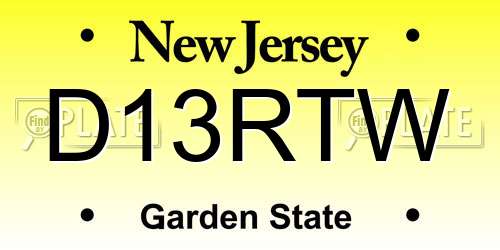 D13RTW New Jersey License Plate