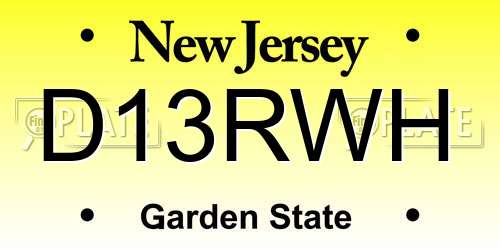 D13RWH New Jersey License Plate