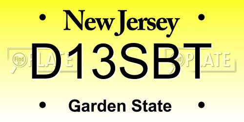 D13SBT New Jersey License Plate