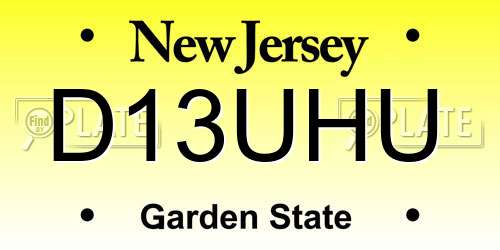 D13UHU New Jersey License Plate