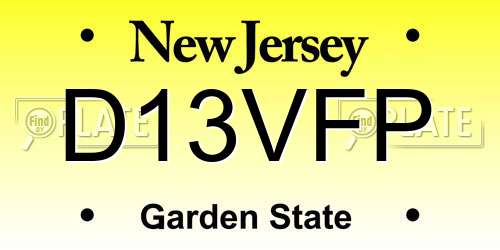 D13VFP New Jersey License Plate