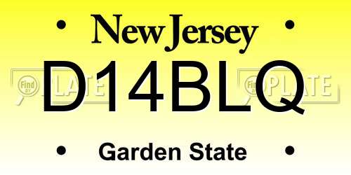D14BLQ New Jersey License Plate