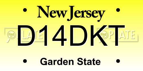 D14DKT New Jersey License Plate