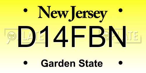 D14FBN New Jersey License Plate