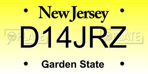 D14JRZ New Jersey License Plate