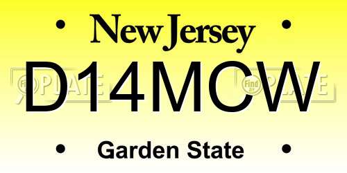 D14MCW New Jersey License Plate