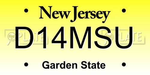 D14MSU New Jersey License Plate