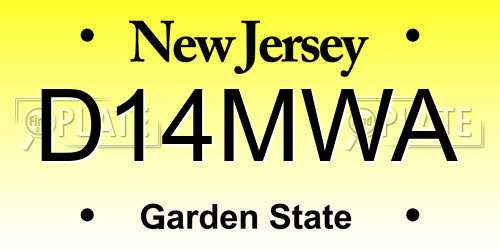 D14MWA New Jersey License Plate