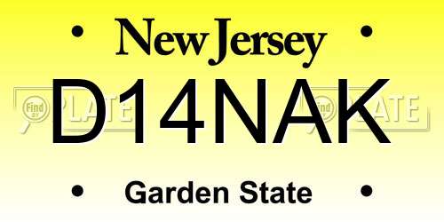 D14NAK New Jersey License Plate