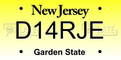 D14RJE New Jersey License Plate