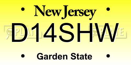 D14SHW New Jersey License Plate