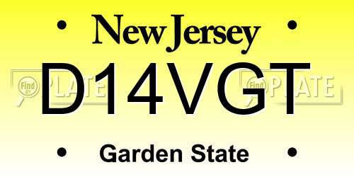 D14VGT New Jersey License Plate