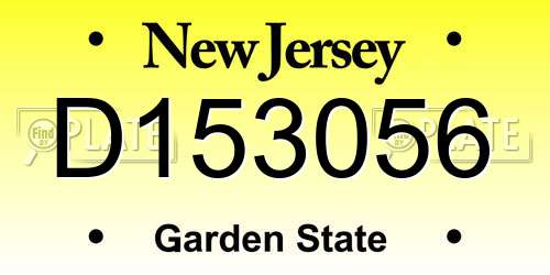 D153056 New Jersey License Plate