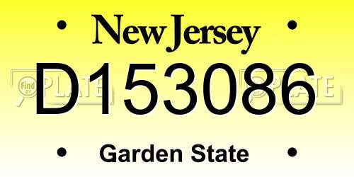 D153086 New Jersey License Plate