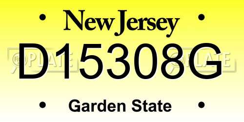 D15308G New Jersey License Plate