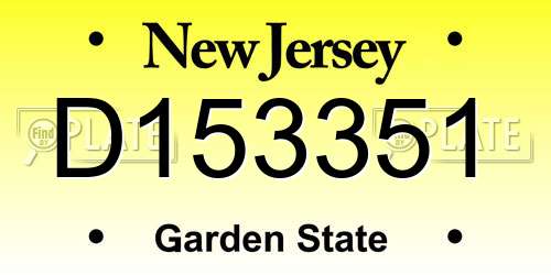 D153351 New Jersey License Plate