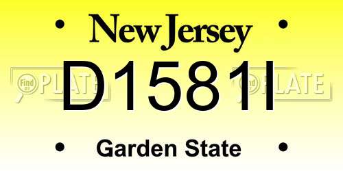D1581I New Jersey License Plate