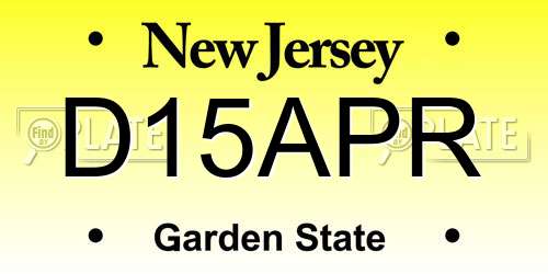 D15APR New Jersey License Plate