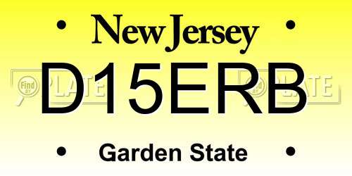 D15ERB New Jersey License Plate